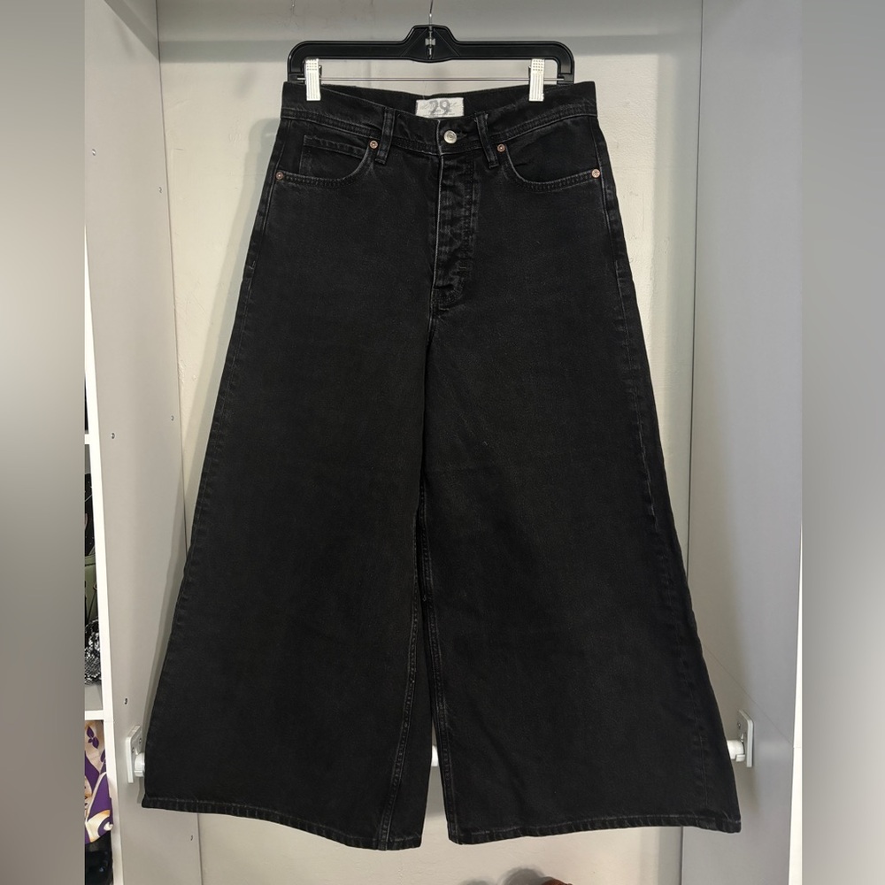 We The Free. Black extreme wide leg denim jeans